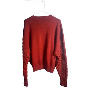 ZARA Knit Maroon Cable Sleeve Sweater Women’s Size Large Chunky Cozy Pullover